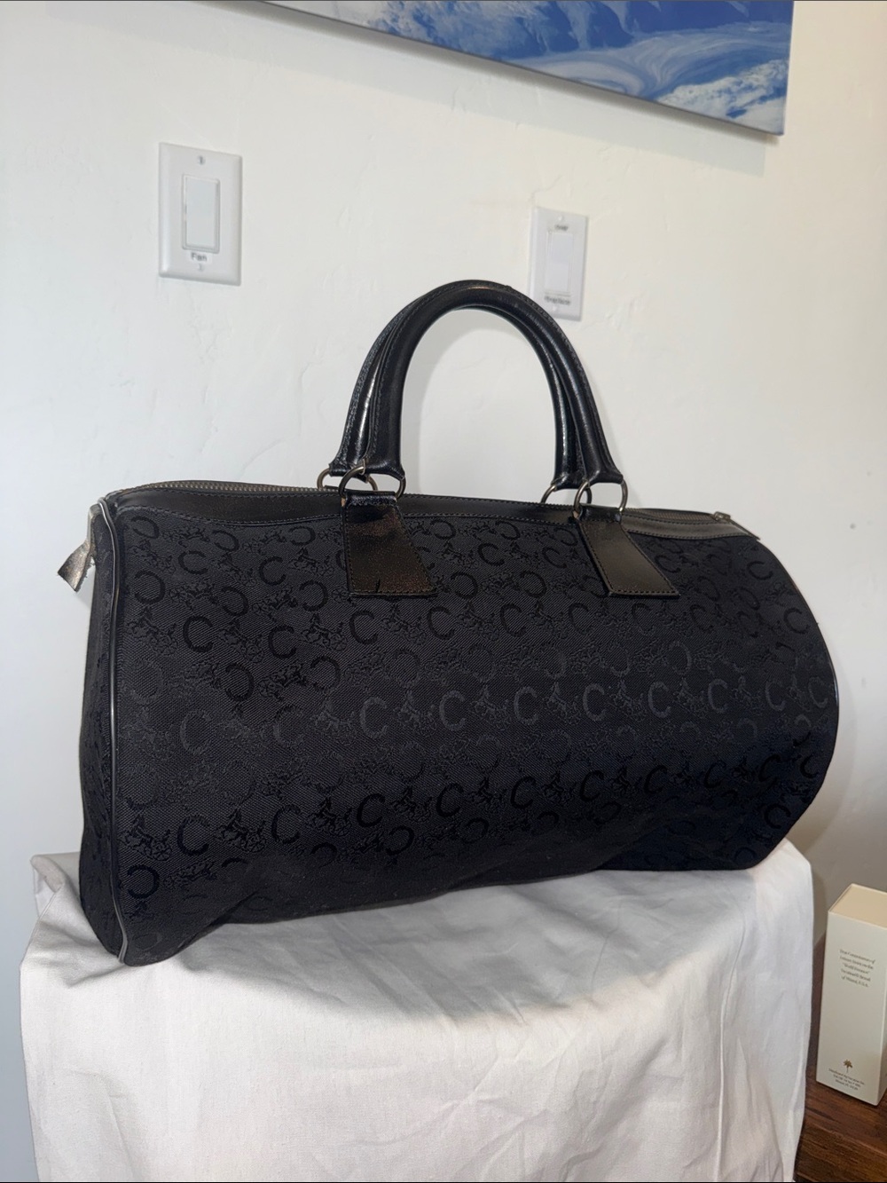 Celine Black Duffel Bag with Top Handles
